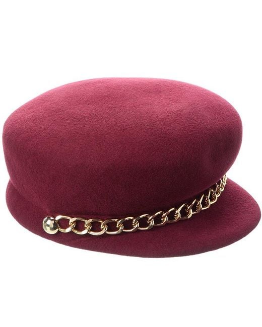 Eugenia Kim Red Sabrina Wool Fashion Hat