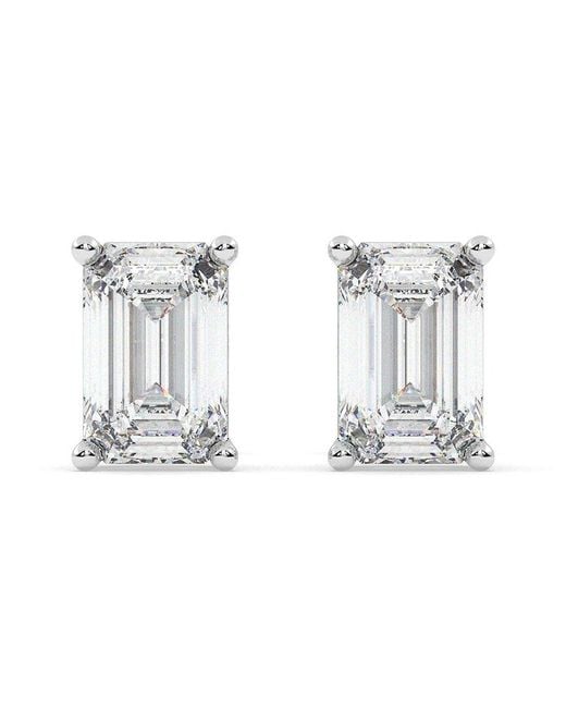 Lab Grown Diamonds White 14K 4.00 Ct. Tw. Lab-Grown Diamond Emerald Cut Stud Earring