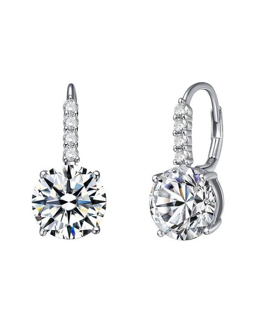 Rachel Glauber Metallic Rhodium Plated Cz Drop Earrings