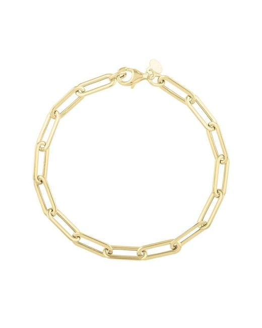 Italian Gold Metallic 14k Flat Paperclip Link Bracelet
