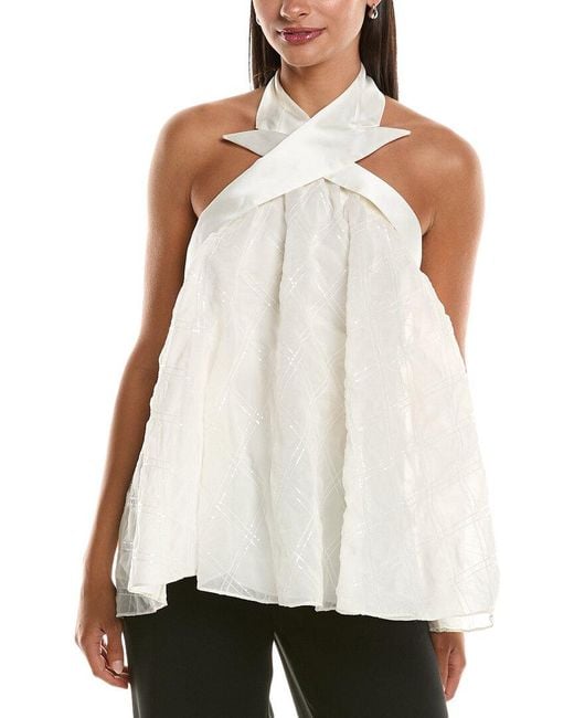 Brunello Cucinelli White Silk Capelet Top