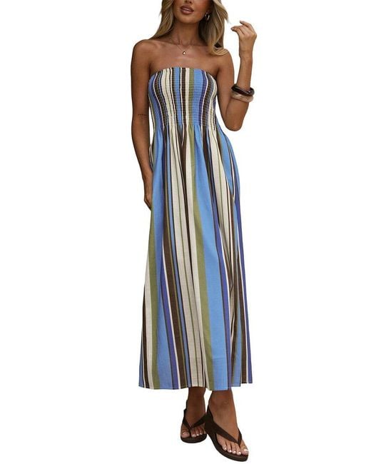 LOEY Blue Off-The-Shoulder Maxi Dress