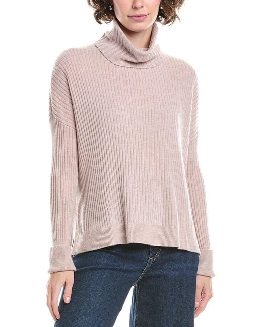 Raffi Pink Rib Turtleneck Cashmere Sweater