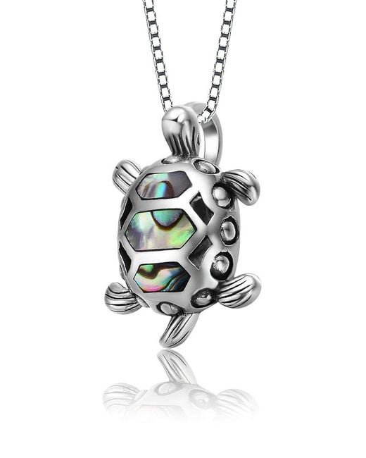Rachel Glauber White Silver Turtle Pendant Necklace