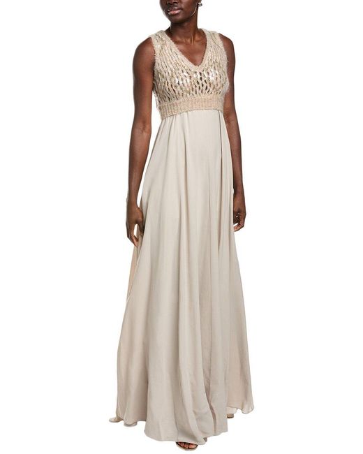 Brunello Cucinelli Natural Mohair, Wool & Silk-Blend Maxi Dress