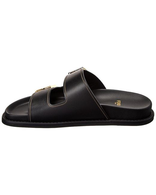Fendi Black Feel Leather Sandal