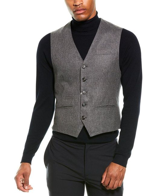 Brunello Cucinelli Gray Wool, Silk, & Cashmere-blend Vest for men