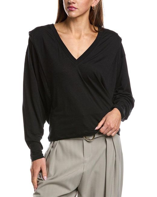 IRO Black Loana Wool-Blend T-Shirt