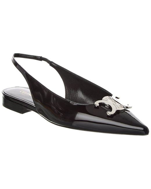 Céline Black Alma Triomphe Patent Slingback Flat