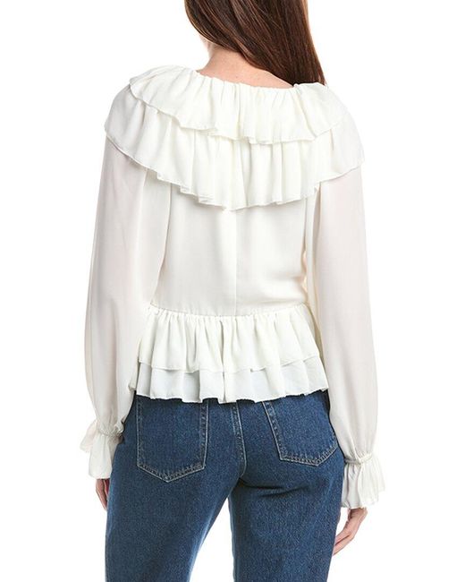 House of Harlow 1960 White Rhea Long Sleeve Ruffle Top