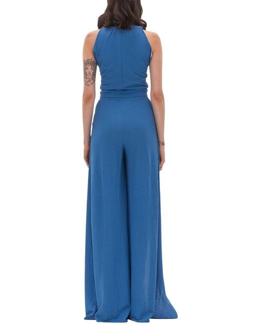 BGL Blue Linen-Blend Jumpsuit