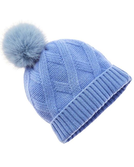 Sofiacashmere Blue Diamond Rib Cashmere Hat