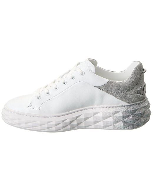 Jimmy Choo White Diamond Maxi/F Ii Leather Sneaker