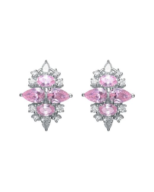 Genevive Jewelry Pink Silver Cz Drop Earrings