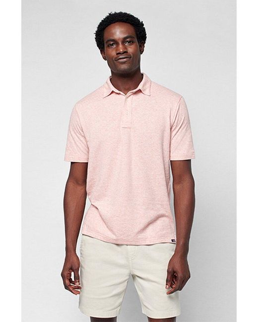 Faherty Brand Pink Cloud Stripe Polo Shirt for men