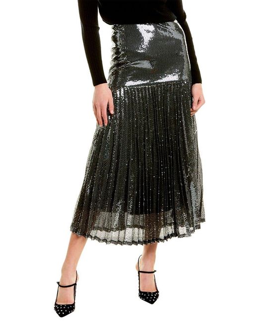 Bardot Gray Pleated Sequin Skirt