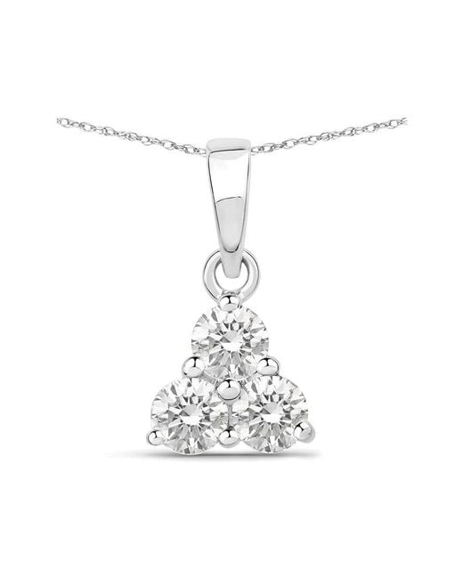 Diana M White Diana M 14k 0.51 Ct. Tw. Lab-grown Diamond Three-stone Pendant