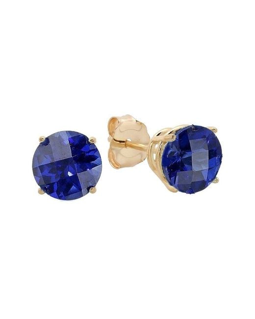 MaxColor Women's 10k 4.60 Ct. Tw. Lab-grown Blue Sapphire Studs