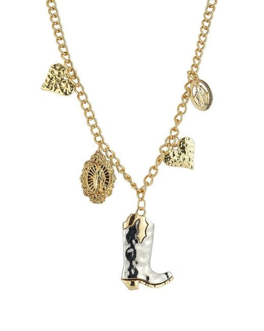 Sphera Milano Metallic Plated Cowboy Boot Heart Charm Necklace