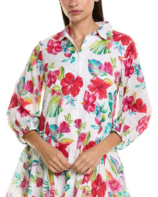 Tommy Bahama Red Fiesta Floral Shirt Dress