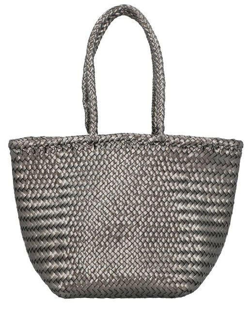 Dragon Diffusion Metallic Grace Basket Small Leather Top Handle Bag