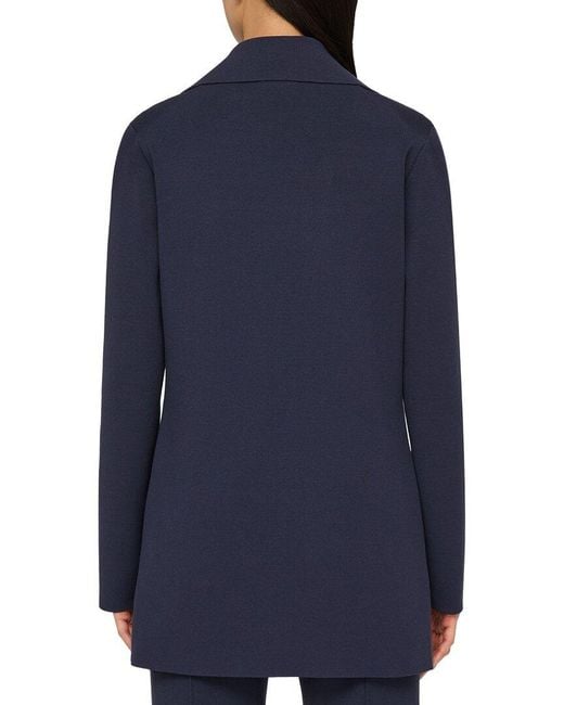 Lafayette 148 New York Blue Petite Double Breasted Knit Jacket