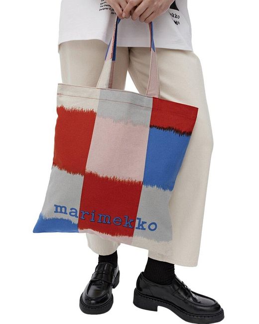 Marimekko Red Vankka Ostjakki Placement Shopper Tote