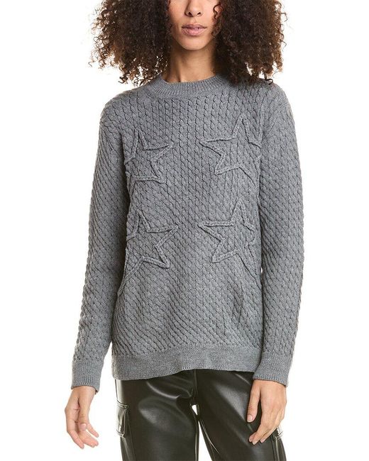 Chrldr Gray Cable Stars Oversized Cable Sweater