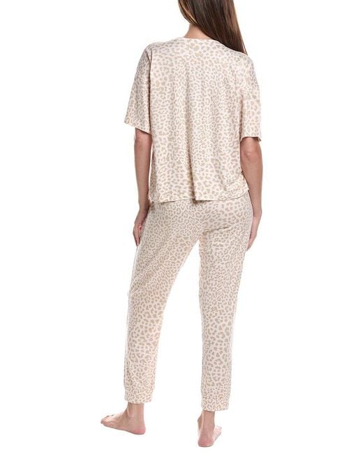 DKNY White 2Pc Top & Jogger Sleep Set