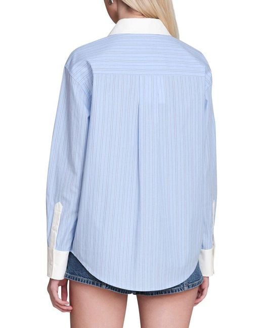 Avec Les Filles Blue Rose French Cuff Menswear Shirt