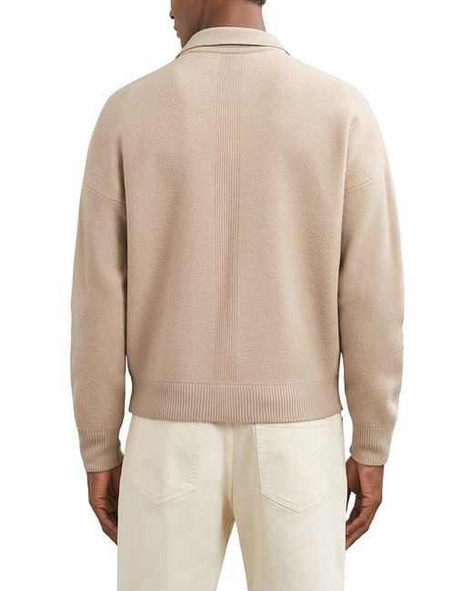 Reiss Natural Calder Zip Through Twi Wool Sweater for men