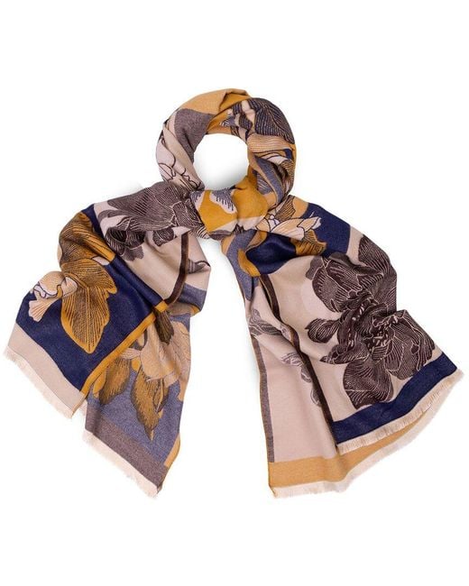 Saachi Blue Flower Patch Reversible Scarf