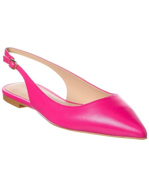 Stuart Weitzman Pink Mara Leather Slingback Flat