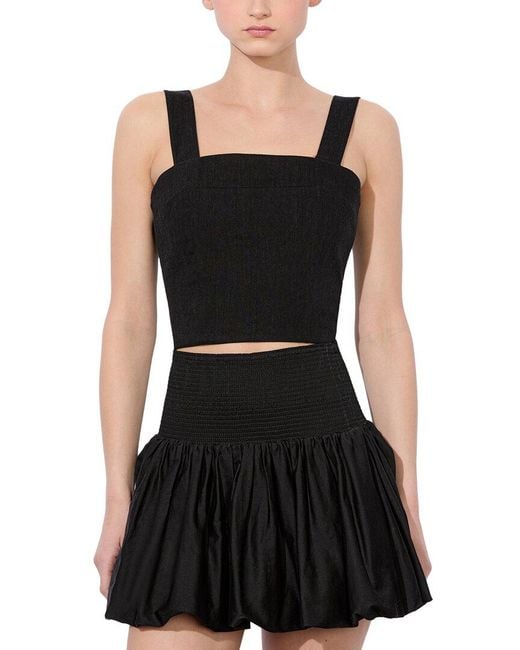 Alice + Olivia Black Natalia Linen-Blend Top