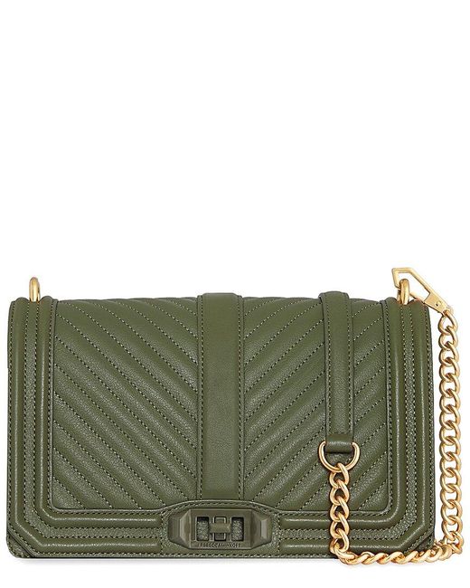 Rebecca Minkoff Green Chevron Quilted Love Leather Crossbody