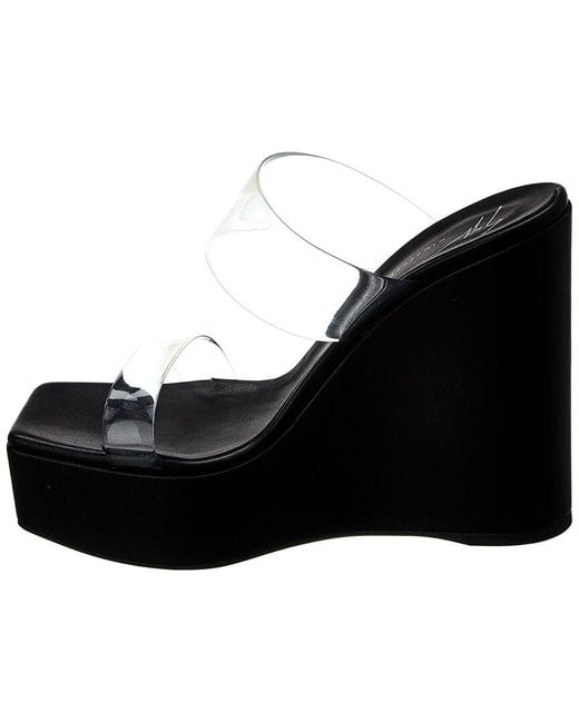 Giuseppe Zanotti Black Zanilla 90 Vinyl & Leather Wedge Sandal