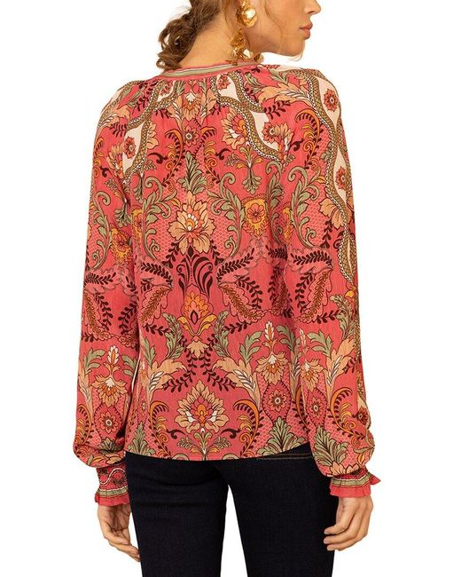 Hale Bob Red Whitley Silk Top