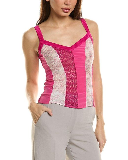 Missoni Pink Silk-Blend Tank Top