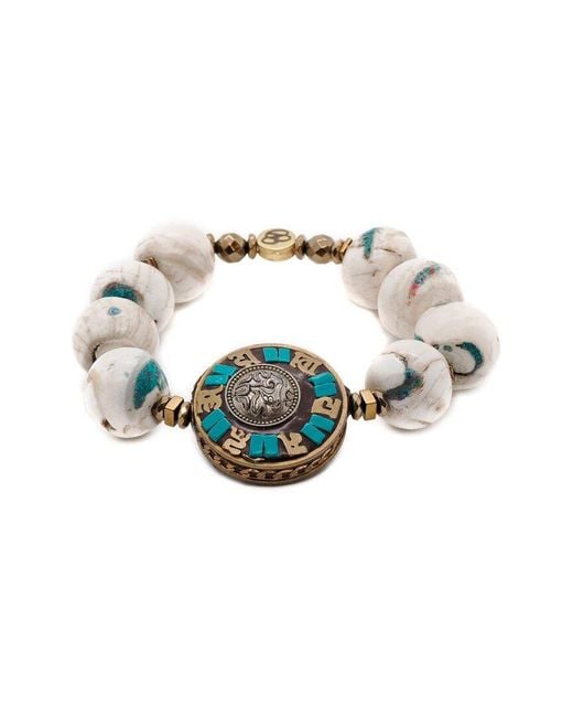 Ebru Jewelry White One Of A Kind Plated Beaded Bracelet