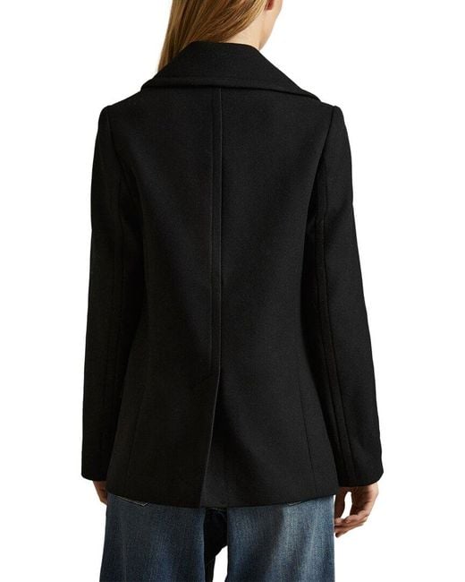 Reiss Black Lily Wool-Blend Peacoat