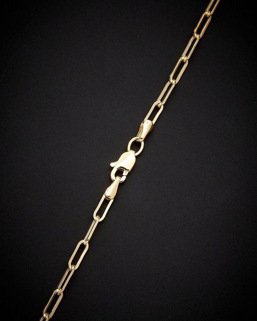 Italian Gold Black 14k Polished Paperclip Chain Necklace