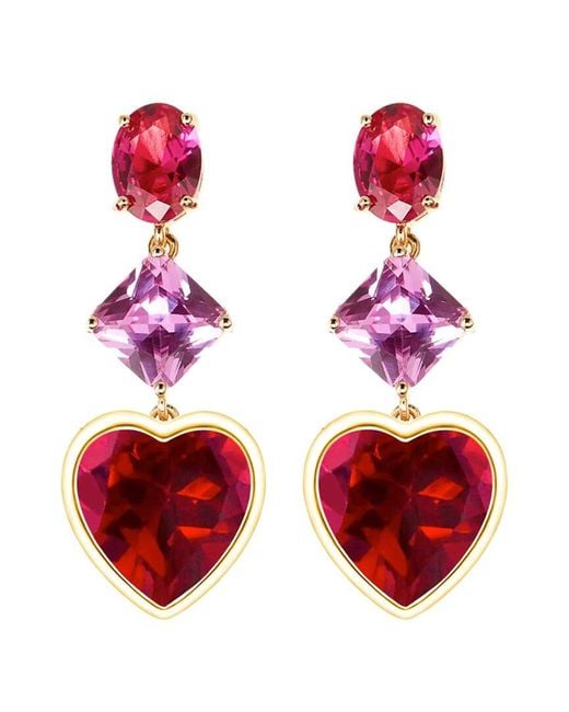 Eye Candy LA Red Cz Nahid Heart Drop Earrings