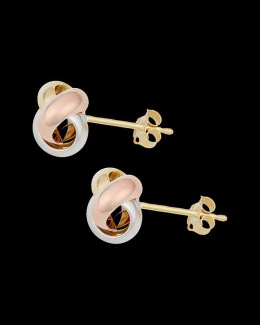 Italian Gold White 14k Tri-tone Knot Studs