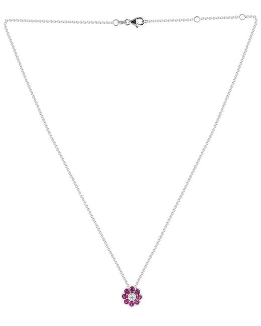 Gregg Ruth Pink 14K 0.89 Ct. Tw. Diamond & Ruby Flower Pendant