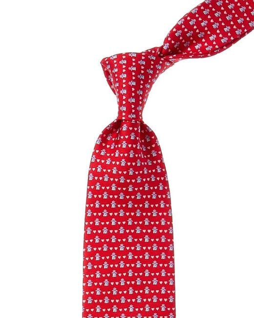 Ferragamo Red Hearts Silk Tie for men