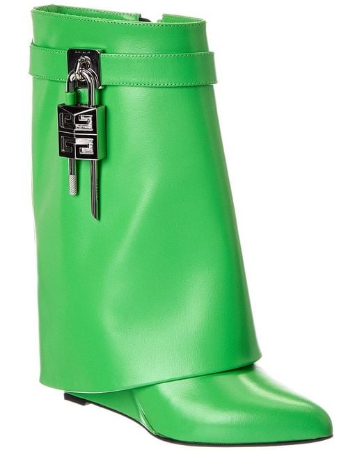 Givenchy Green Shark Lock Leather Boot