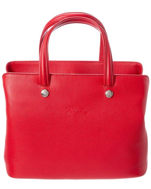 Longchamp Red Le Foulonne Leather Top Handle Tote
