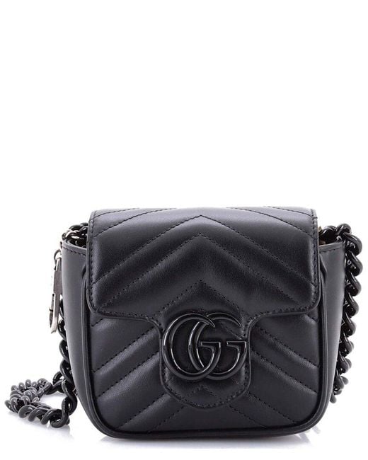 Gucci Black GG Marmont Flap Belt Bag Matelassé Leather Mini (authentic Pre-loved)