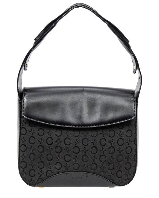 Céline Black C Macadam Canvas Square Flap Hobo (Authentic Pre-Loved)