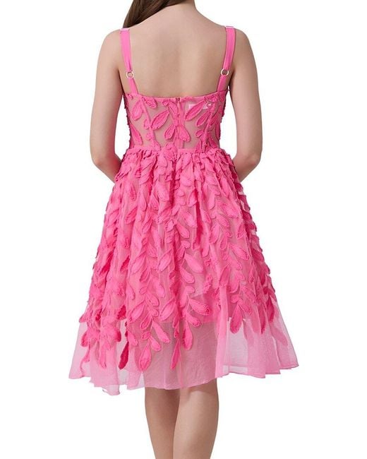 Linda Charm Pink Embellished Midi Dress